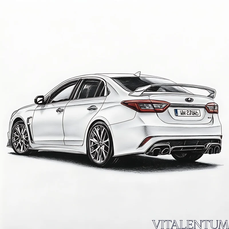 Sporty White Sedan Illustration