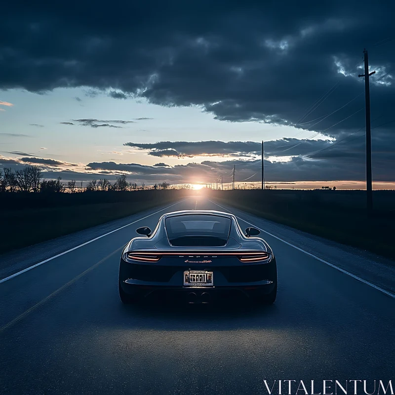 Sunset Journey with a Sleek Sports Car Sunset Journey with a Sleek Sports Car