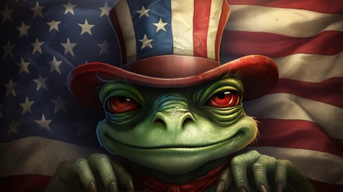 Patriotic Frog: A Satirical 2D Game Art Illustration