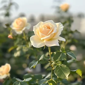 Exquisite Cream Rose with Lush Green Foliage