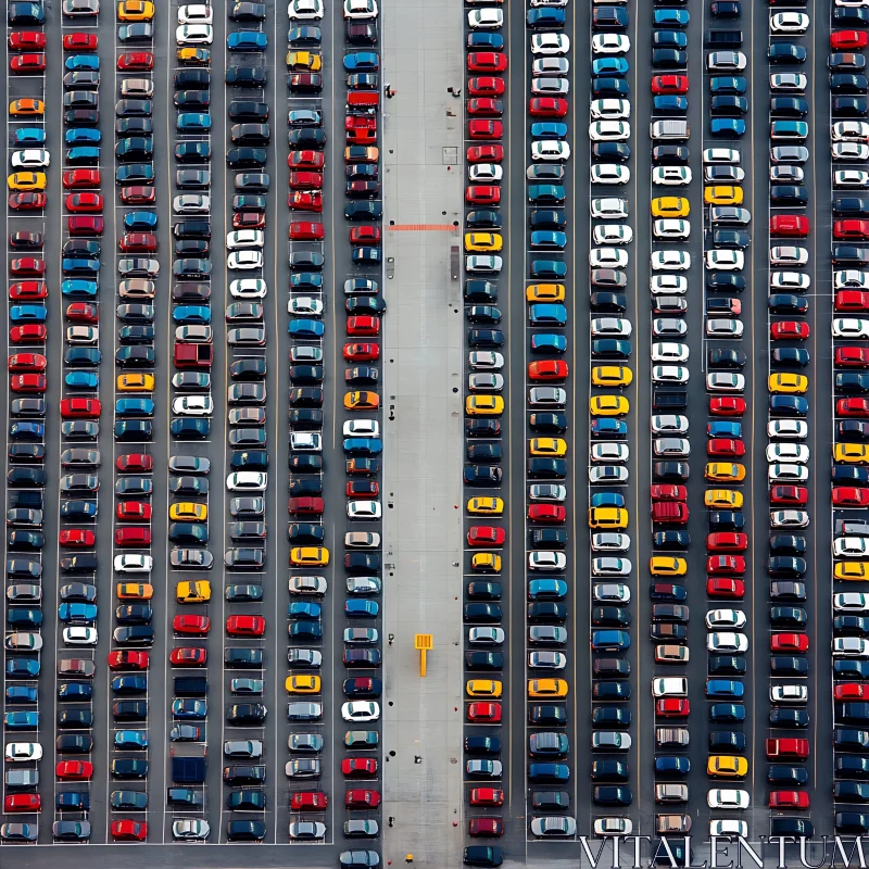 AI ART Top-Down View of Organized Car Park