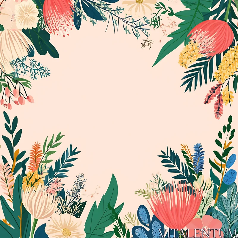 Beautiful Botanical Border Illustration AI Image