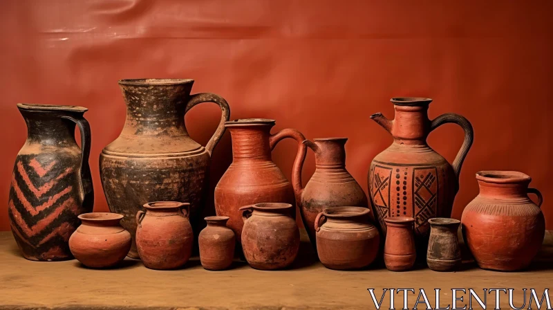 Ancient Indian Ceramic Artifacts in Earthy Colors AI Image
