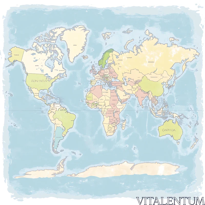 Atlas of the World with Labeled Countries AI Image