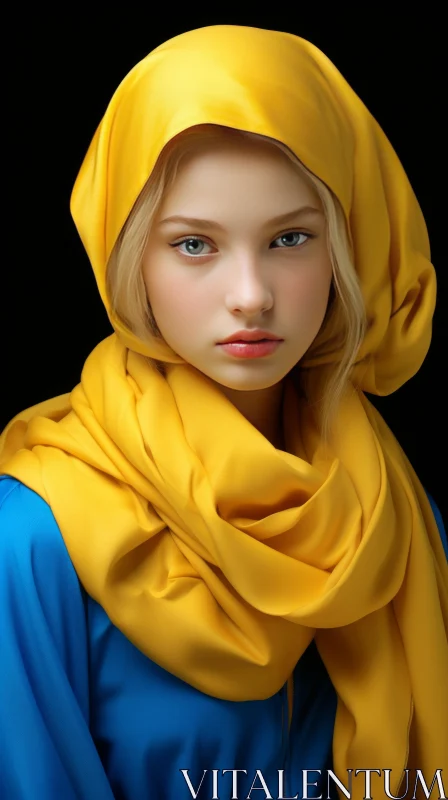 Captivating Fashion Photography: A Beautiful Person with a Yellow Scarf AI Image