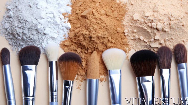 Makeup Brushes in Environmental Awareness Style | White and Amber AI Image