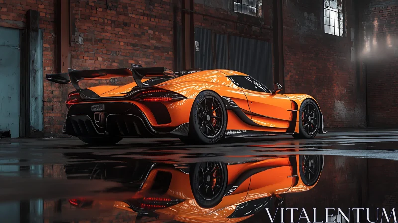 Luxury Orange Supercar in Ambient Light AI Image