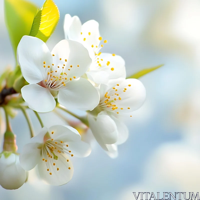 Spring White Blossoms in Close-Up AI Image