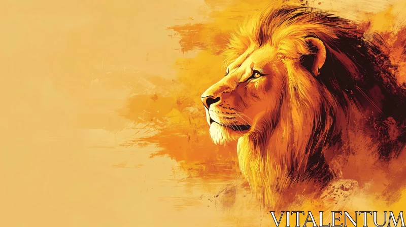 AI ART Regal Lion Art in Orange and Yellow