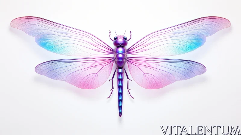 3D Rendered Dragonfly in Pink and Blue - Graphic Design Inspired Art AI Image