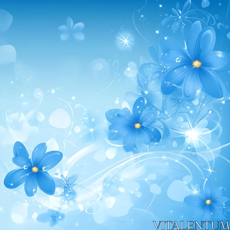 AI ART Blue Flower Fantasy Art