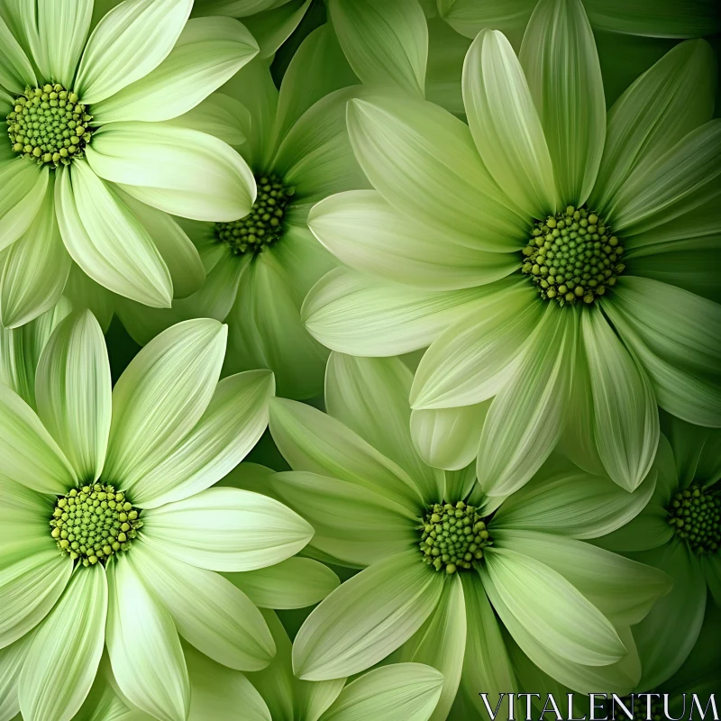 Detailed Green Floral Pattern AI Image