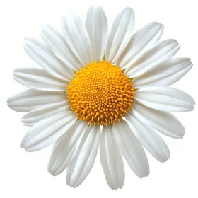 Close View of Daisy with White Petals and Yellow Center