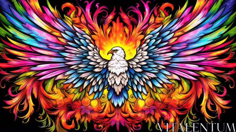 Captivating Multi-layered Illustration of a Colorful Eagle AI Image