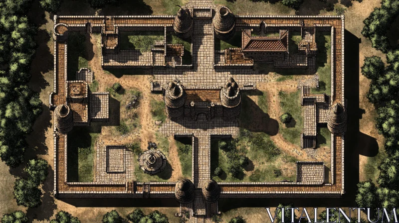 Medieval Fortress Aerial View AI Image