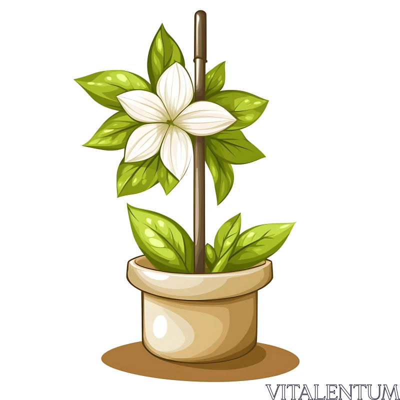 Decorative Potted Plant Illustration AI Image