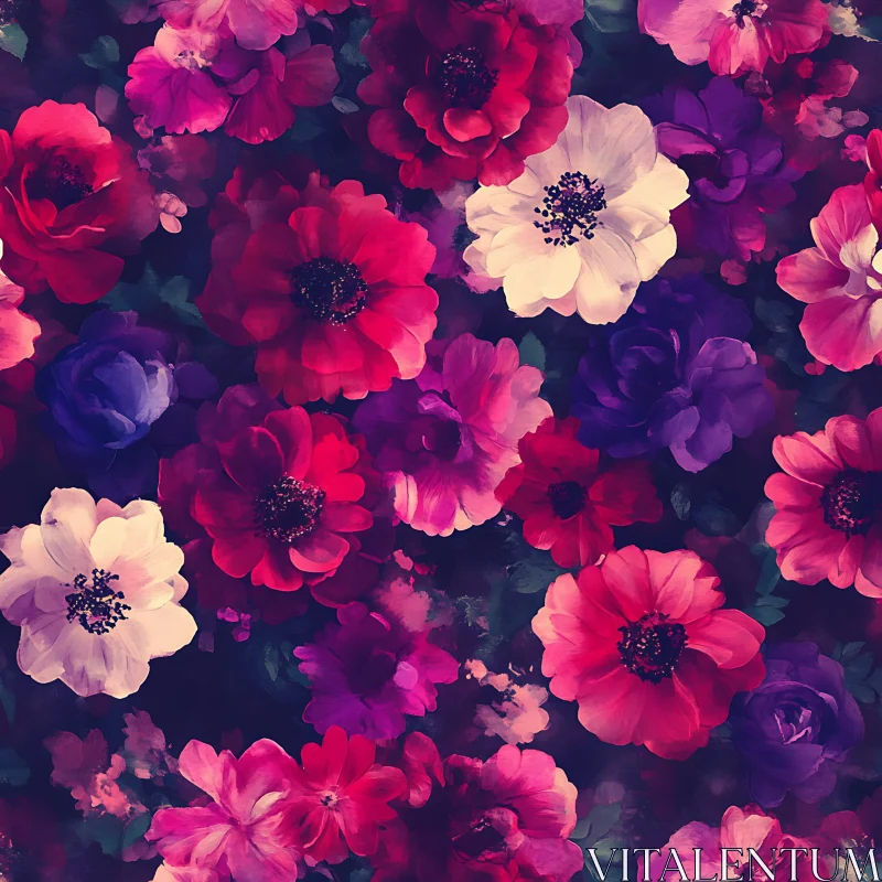 Vibrant Painted Blooms AI Image