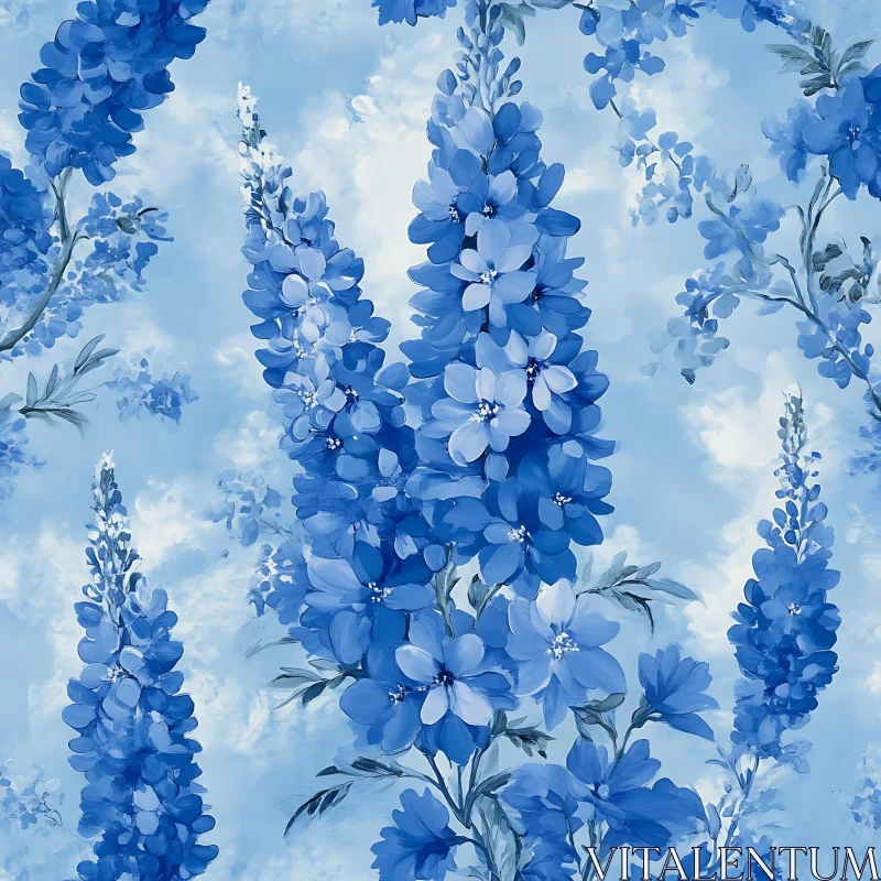 Blue Floral Beauty AI Image