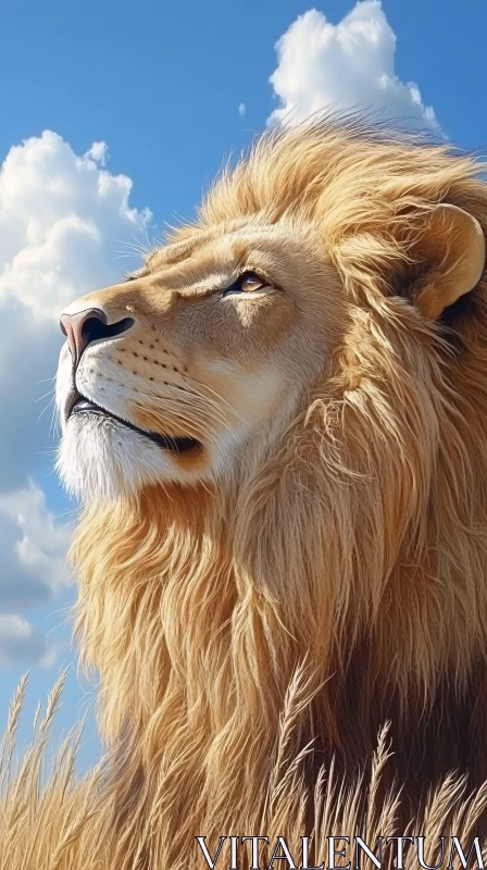 AI ART Lion Gazing at the Sky