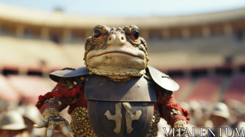 Armored Toad in Medieval Arena - A Satirical Twist AI Image