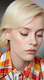 Blonde Woman with Eye Makeup in Delicate Minimalism: Luminous Hues and Soft Shadows