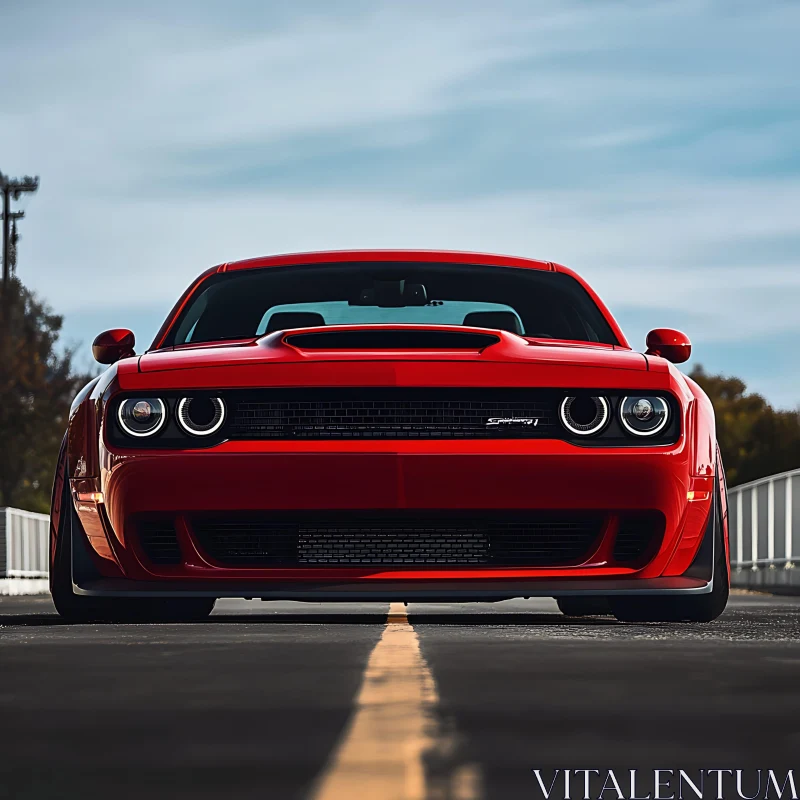 Bold Red Sports Car Front Perspective AI Image