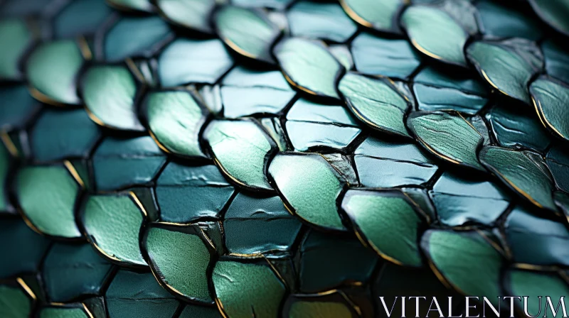 Emerald and Cyan Snake Skin Wallpaper: Metallic Textures AI Image