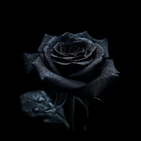 Mystical Art of a Dew-Kissed Black Rose