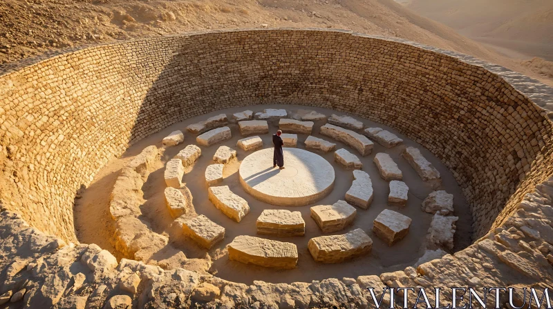 Mystical Ancient Ruins in Arid Desert AI Image