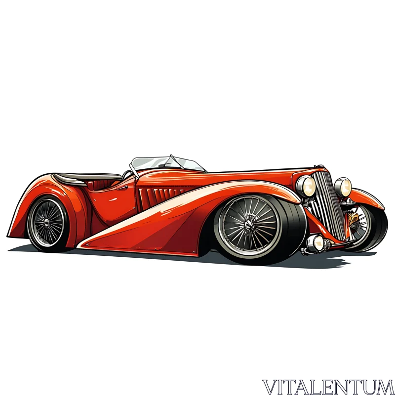 Classic Red Convertible Car Drawing AI Image