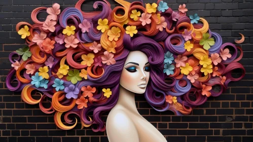 Urban Fairy Tale Art: Multicolored Floral Hair