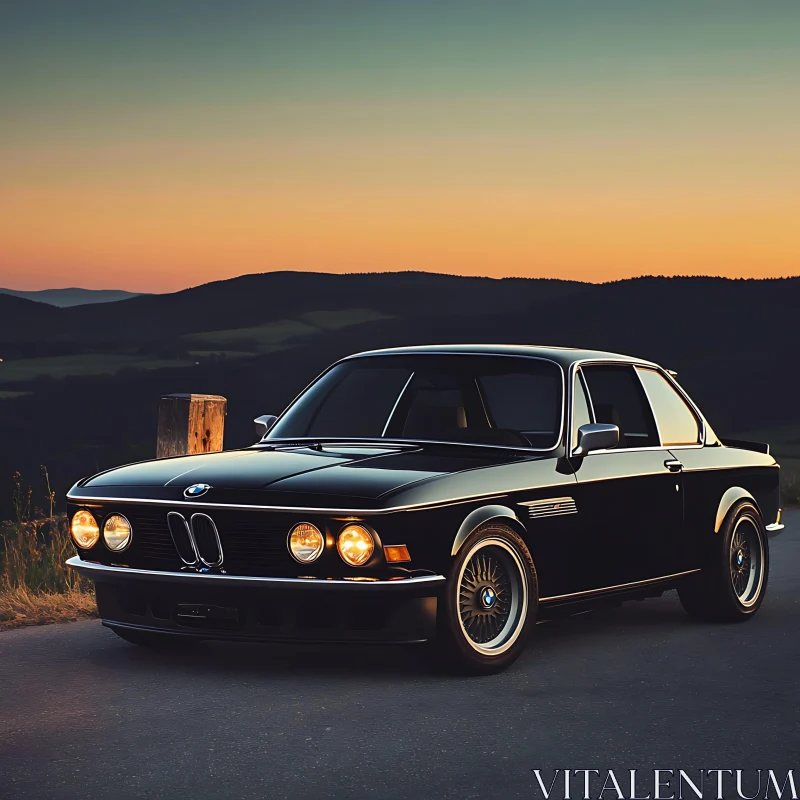 Vintage Car at Dusk AI Image