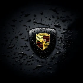 Luxury Car Emblem with Water Droplets