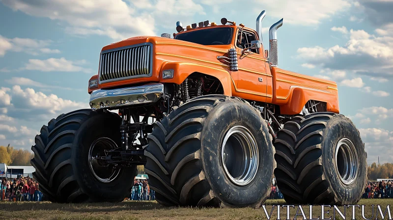 Powerful Orange Monster Truck in Action AI Image