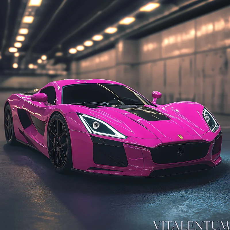 Luxury Pink Sports Car AI Image