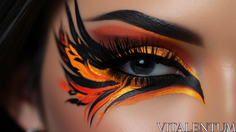 Captivating Orange and Yellow Eye Makeup - Stunning UHD Image AI Image