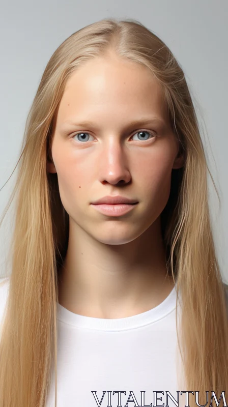 Realistic Portrait of a Young Blonde Woman | Symmetrical Asymmetry AI Image
