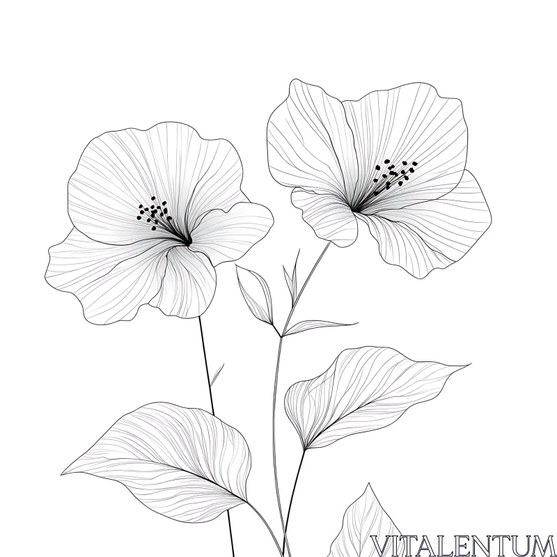 Fine Art Botanical Illustration of Flowers AI Image