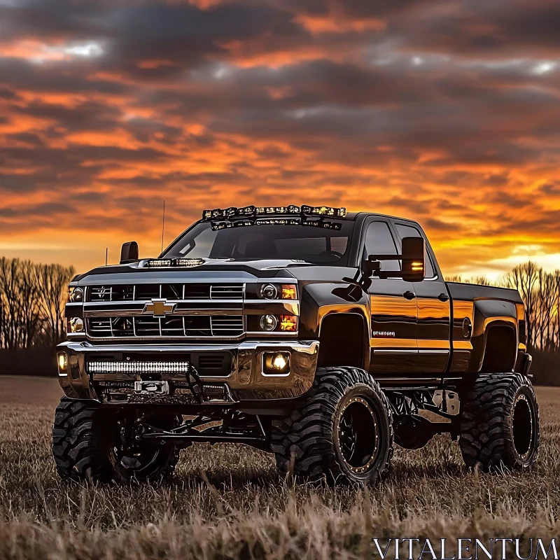 AI ART Off-road Chevrolet Truck in Evening Field