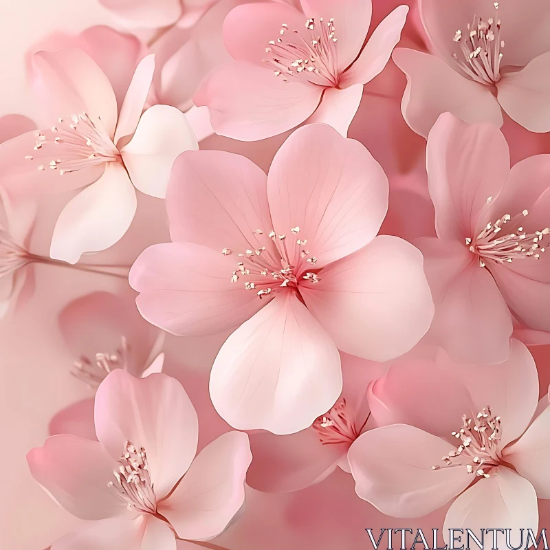 Delicate Pink Cherry Blossoms AI Image