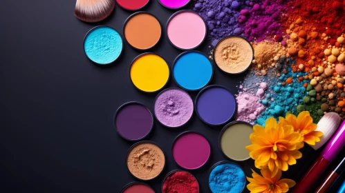 Colorful Makeup Collection on Black Background | Flower Power Style