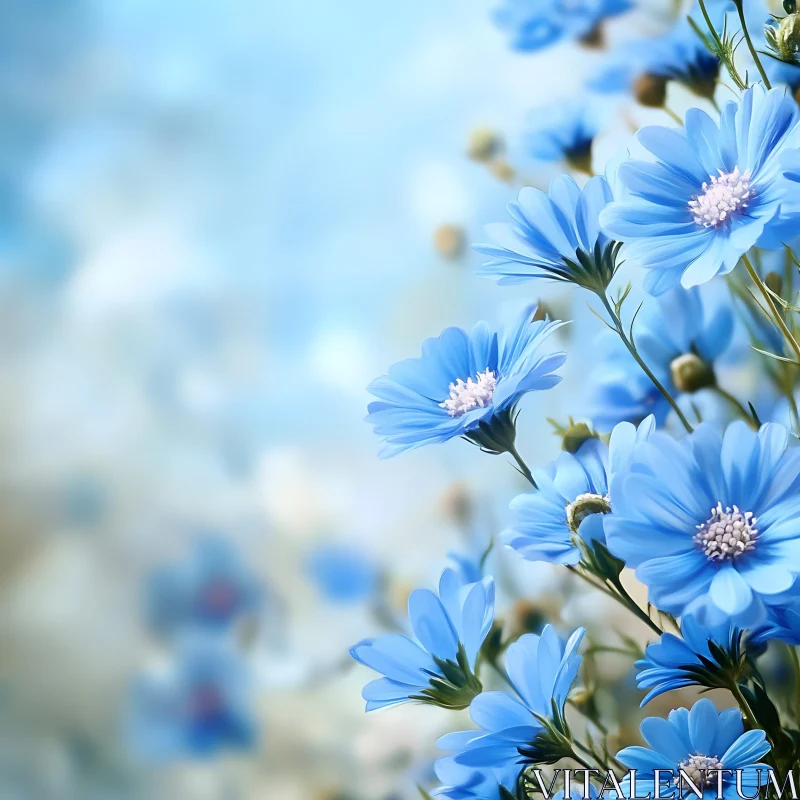 Dreamy Blue Blossoms AI Image