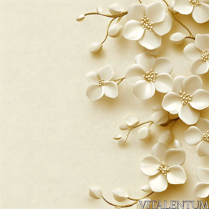 AI ART Delicate Cream Floral Art with Intricate Details