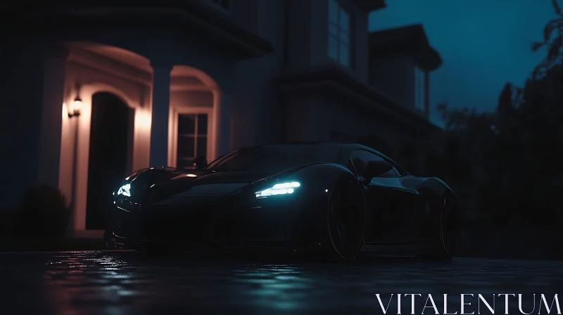 Sleek Nighttime Supercar AI Image