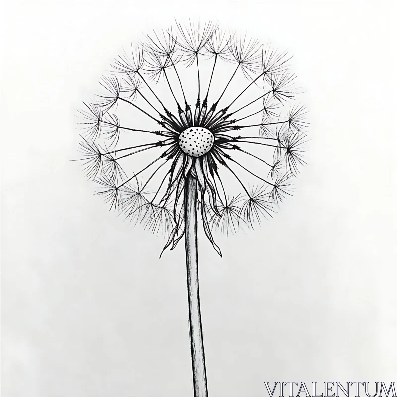 AI ART Detailed Dandelion Drawing