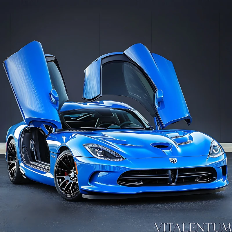 AI ART Sleek Blue Luxury Car with Modern Design