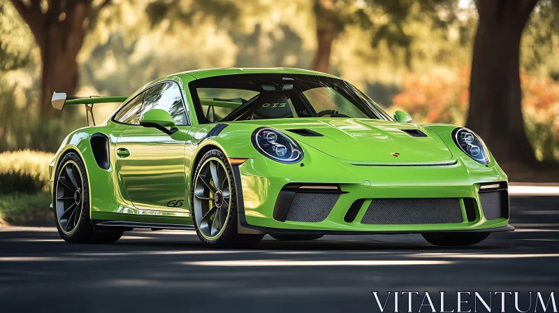 Luxurious Lime Green Sports Car Showcasing Precision Engineering AI Image