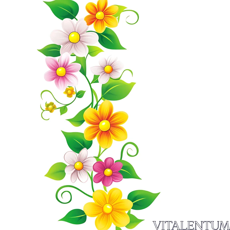 Vibrant Flower and Leaf Design AI Image