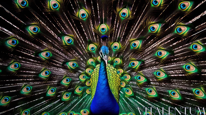 Captivating Peacock Display in Night Photography AI Image