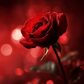 Single Red Rose with Bokeh Effect